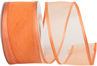 Coral 2-1 2 Inch Charlize Sheer Satin Wired Edge Ribbon for Wreaths & Bows
