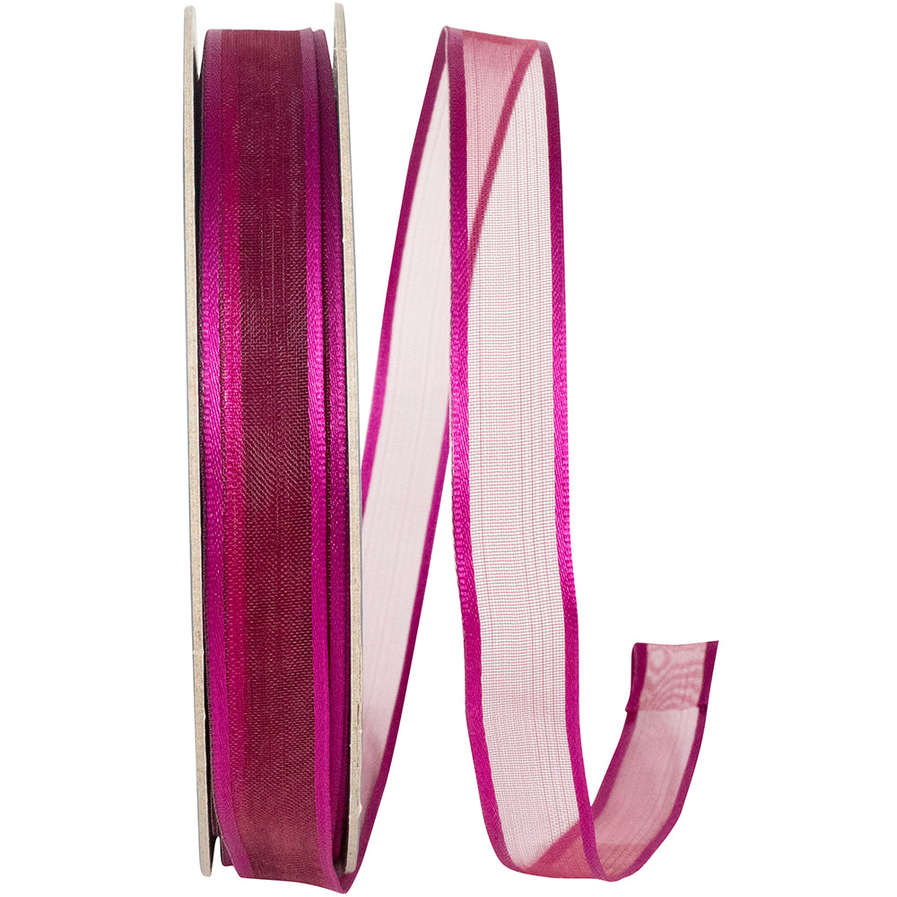 Plum 5 8 Inch Charlize Sheer Satin Wired Edge Ribbon for Wreaths & Bows