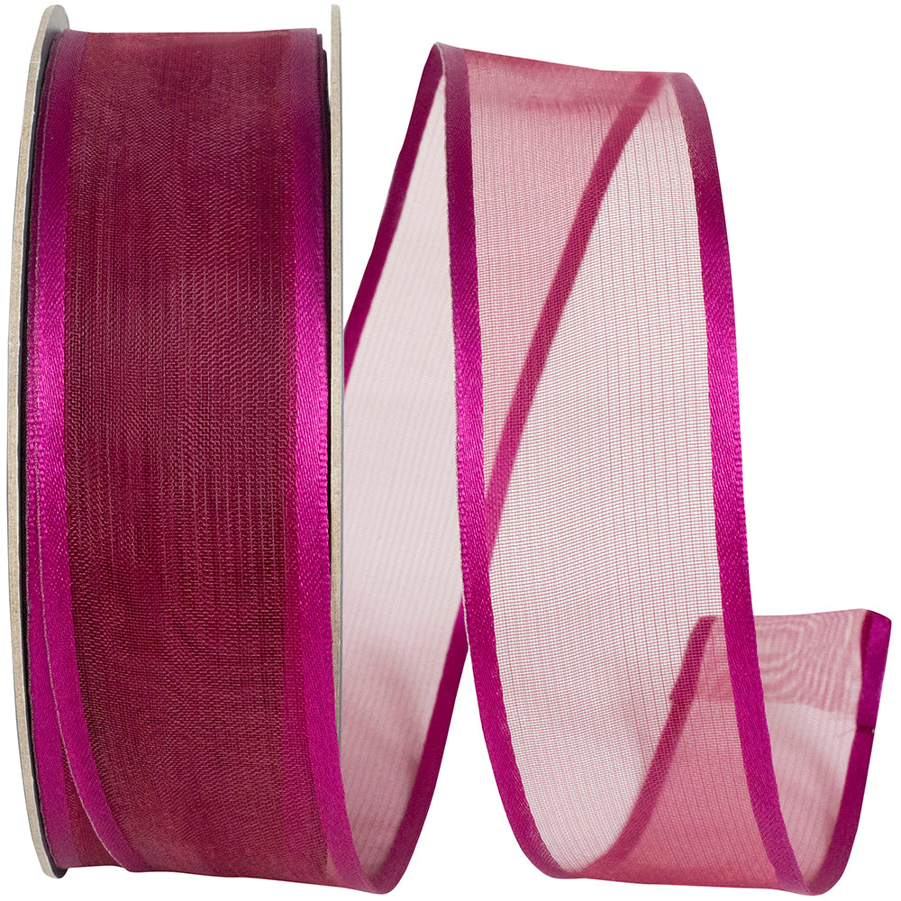 Plum 1-1 2 Inch Charlize Sheer Satin Wired Edge Ribbon for Wreaths & Bows