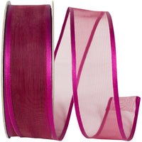 Plum 1-1 2 Inch Charlize Sheer Satin Wired Edge Ribbon for Wreaths & Bows