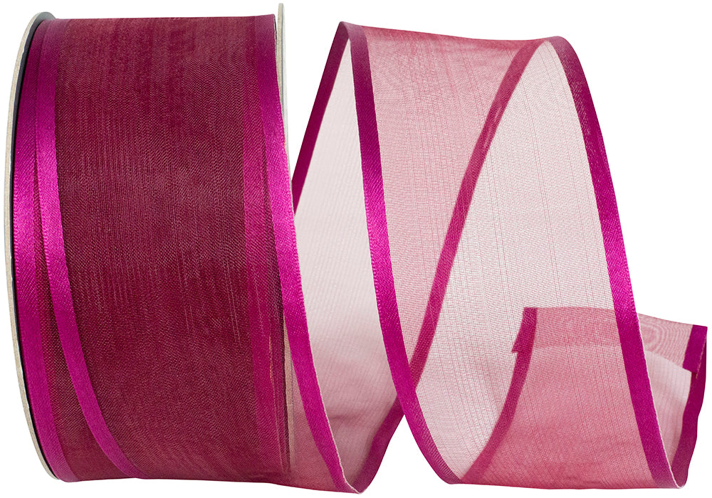 Plum 2-1 2 Inch Charlize Sheer Satin Wired Edge Ribbon for Wreaths & Bows