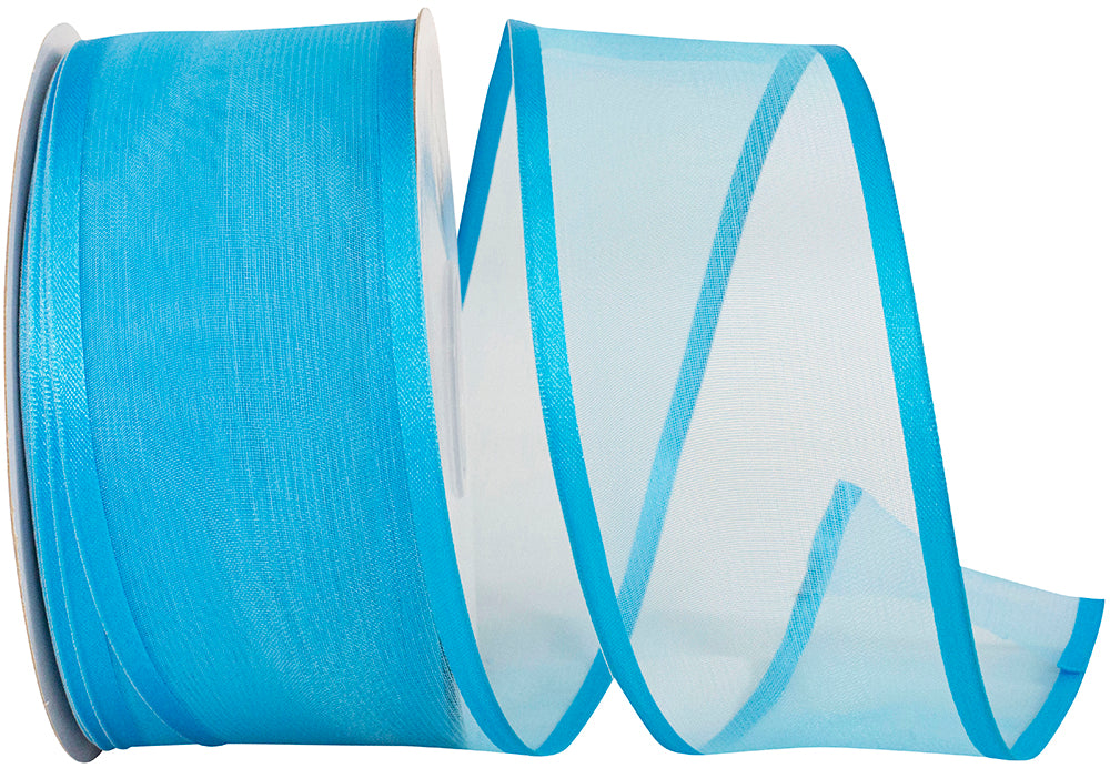 Turquoise Charlize Sheer Satin Wired Edge Ribbon 2-1/2 Inch