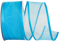 Turquoise Charlize Sheer Satin Wired Edge Ribbon 2-1/2 Inch