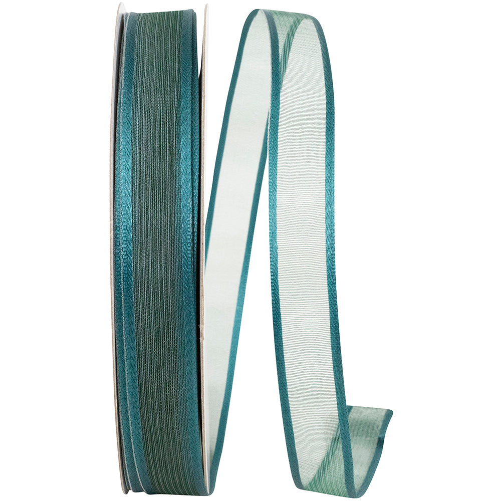 Teal Charlize Sheer Satin Wired Edge Ribbon 5/8 Inch