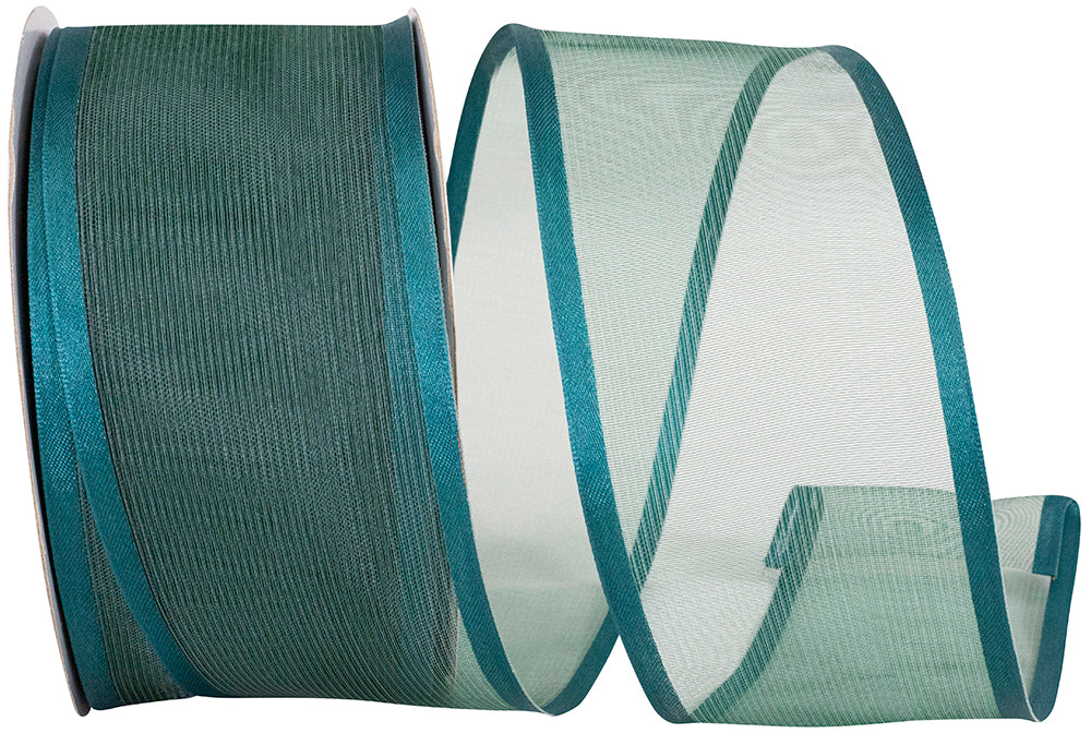 Teal Charlize Sheer Satin Wired Edge Ribbon 2-1/2 Inch