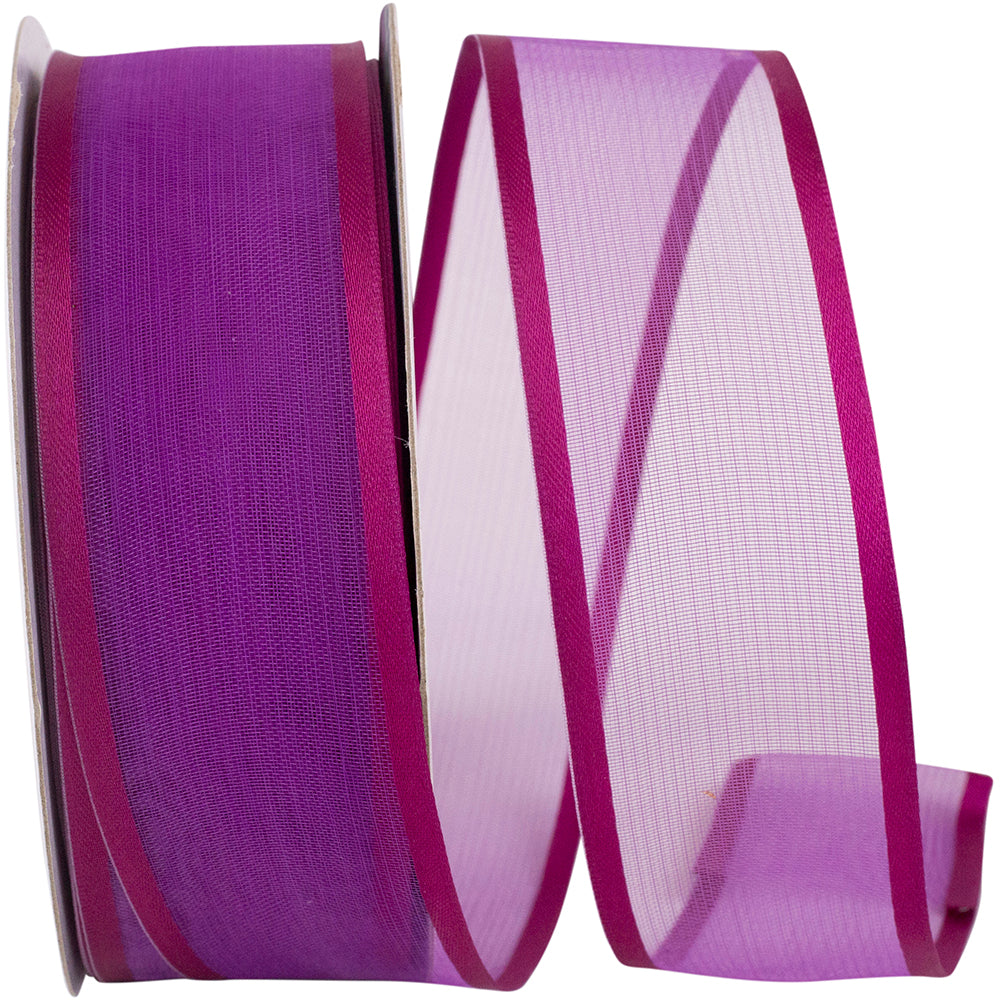 Magenta 1-1 2 Inch Charlize Sheer Satin Wired Edge Ribbon for Wreaths & Bows