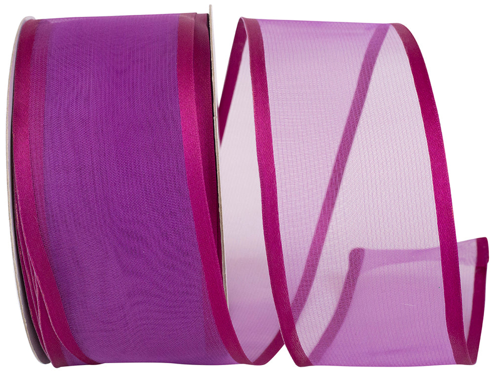 Magenta 2-1 2 Inch Charlize Sheer Satin Wired Edge Ribbon for Wreaths & Bows