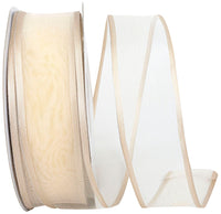 Taupe 1-1 2 Inch Charlize Sheer Satin Wired Edge Ribbon for Wreaths & Bows