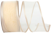 Taupe 2-1 2 Inch Charlize Sheer Satin Wired Edge Ribbon for Wreaths & Bows