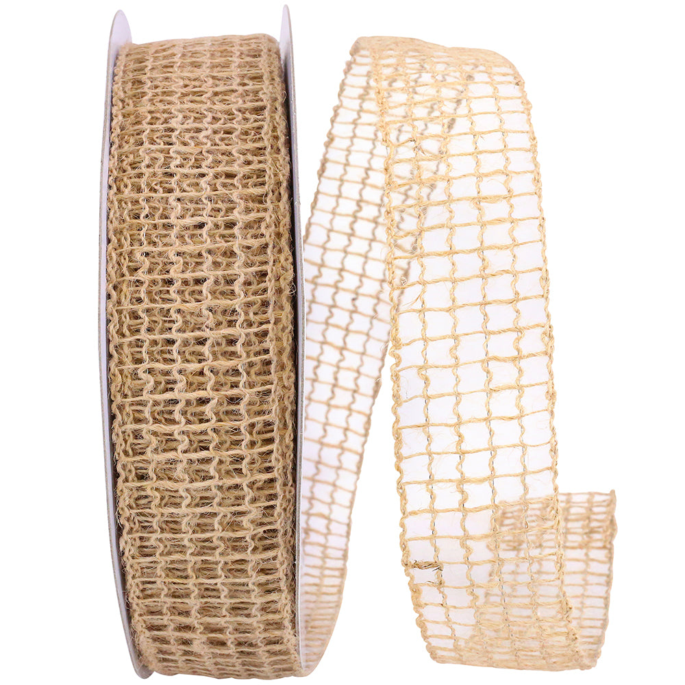 Natural Jute Wired Ribbon 1-1/2 Inch for Wreaths and Bows