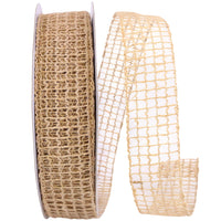 Natural Jute Wired Ribbon 1-1/2 Inch for Wreaths and Bows