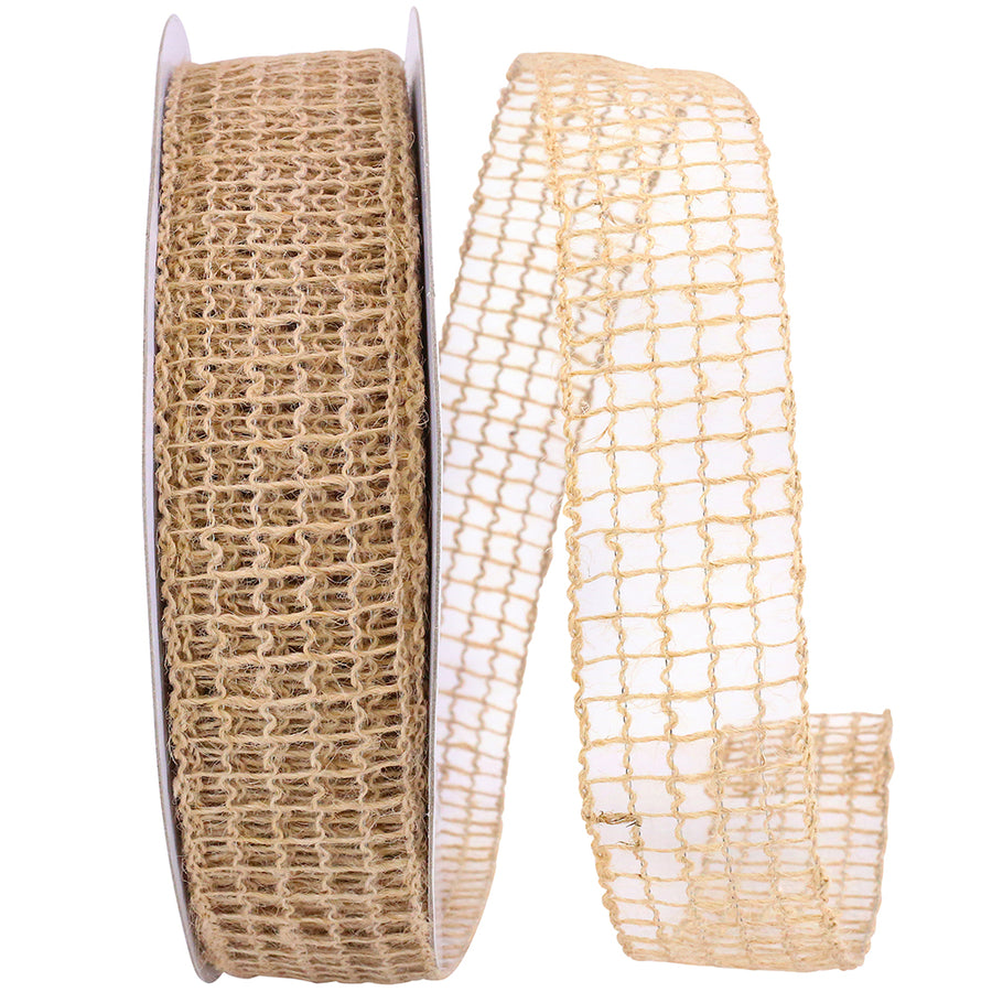 Natural Jute Wired Ribbon 1-1/2 Inch for Wreaths and Bows