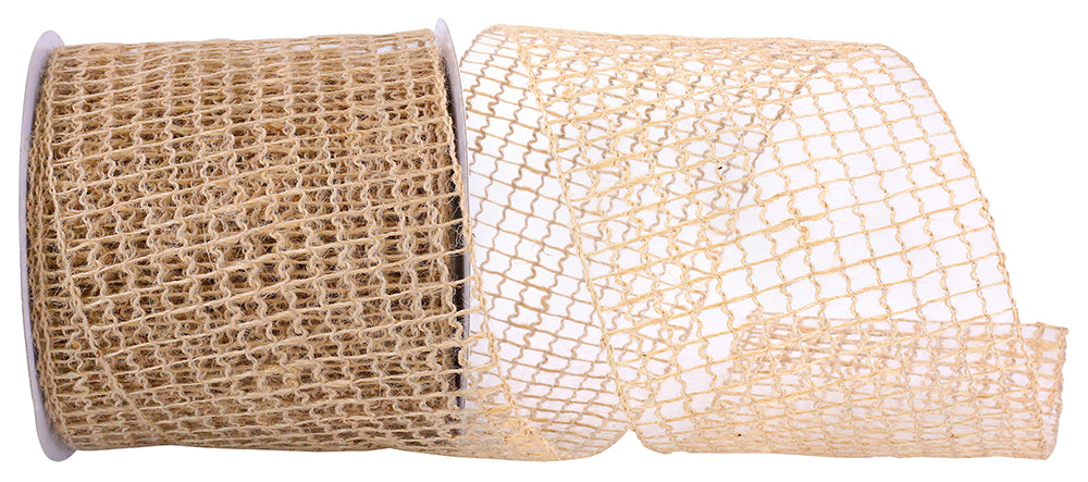 Natural Jute Wired Ribbon 4 Inch for Wreaths and Bows
