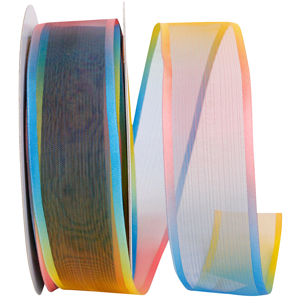 Rainbow 1-1 2 Inch Charlize Ombre Wired Edge Ribbon for Wreaths & Bows