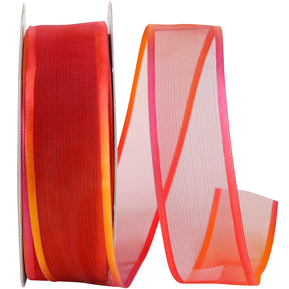 Burnt 1-1 2 Inch Charlize Ombre Wired Edge Ribbon for Wreaths & Bows