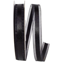 Black 5 8 Inch Satin Center Stitched Sheer Edge Ribbon for Wreaths & Bows