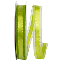 Moss 5 8 Inch Satin Center Stitched Sheer Edge Ribbon for Wreaths & Bows
