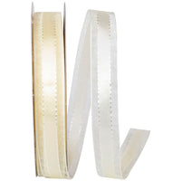 Ivory 5 8 Inch Satin Center Stitched Sheer Edge Ribbon for Wreaths & Bows