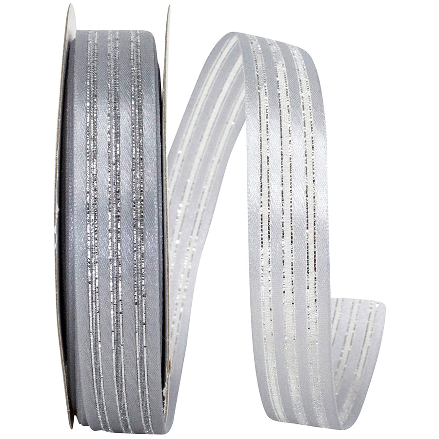 Sparkle Satin Silver Ribbon 5/8 Inch for Wreaths and Bows