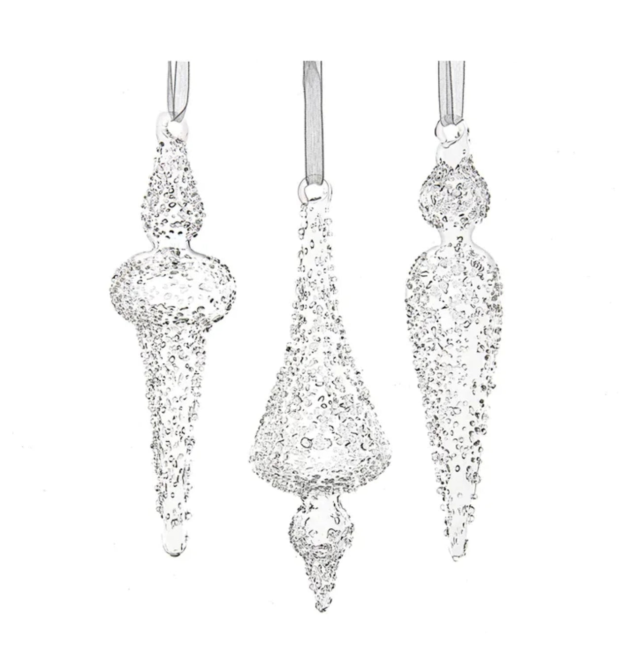 Antoine Frosted Glass Finial Ornaments (Case of 12)