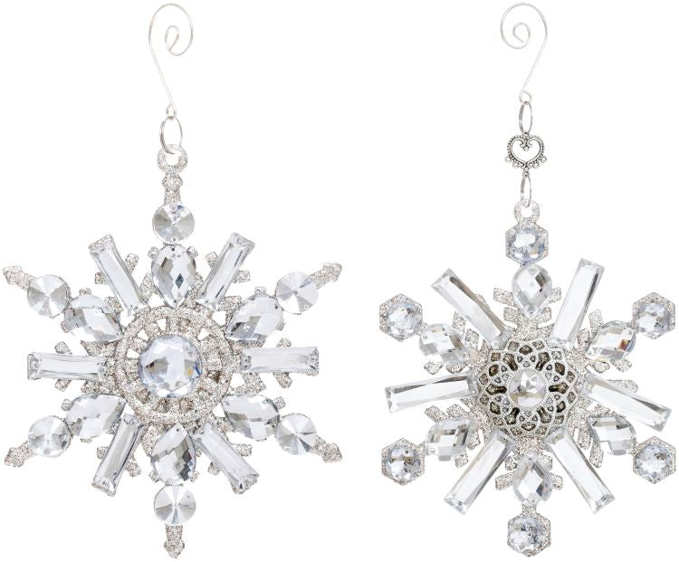 Jeweled Snowflakes Ornament, Assortment of 2 - 7.5 Inches