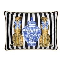 Cheetah Blue Chinoiserie Lg Lumbar Pillow