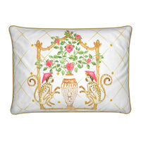 Pink & Gold Monkey Chinoiserie Sm Lumbar Pillow