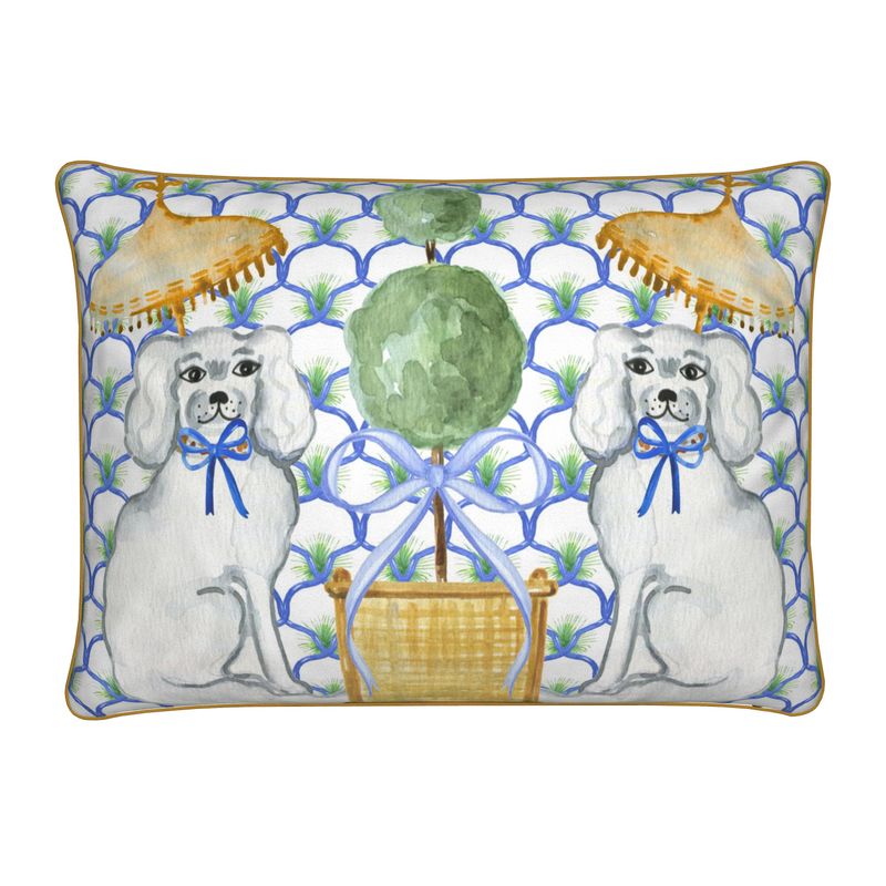 Blue & White Staffordshire Dog Lg Lumbar Pillow
