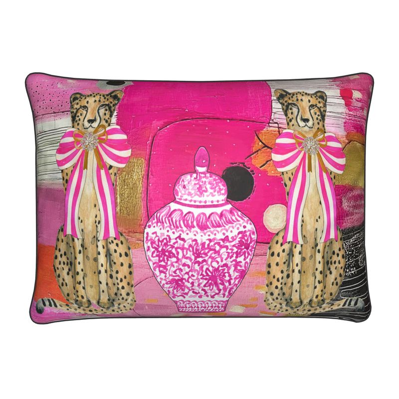 Pink Cheetah Chinoiserie Lg Lumbar Pillow