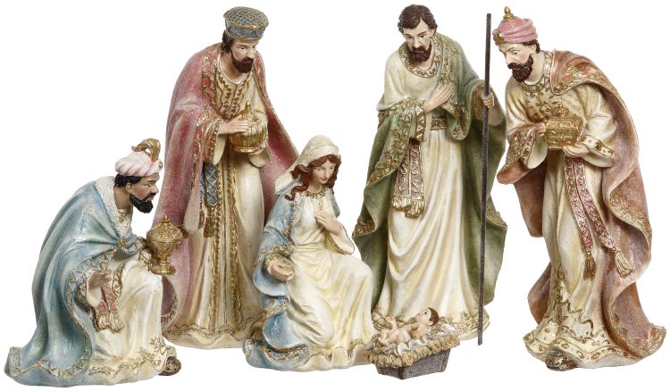 Elegant Nativity, Set of 6 - 12.5 Inches