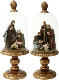Nativity Scene Under Glass - 13.5 Inches, Assortment of 2