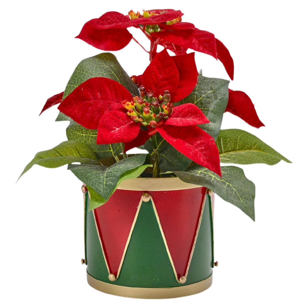 Drum Planter, Red & Green
