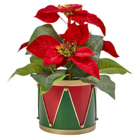 Drum Planter, Red & Green