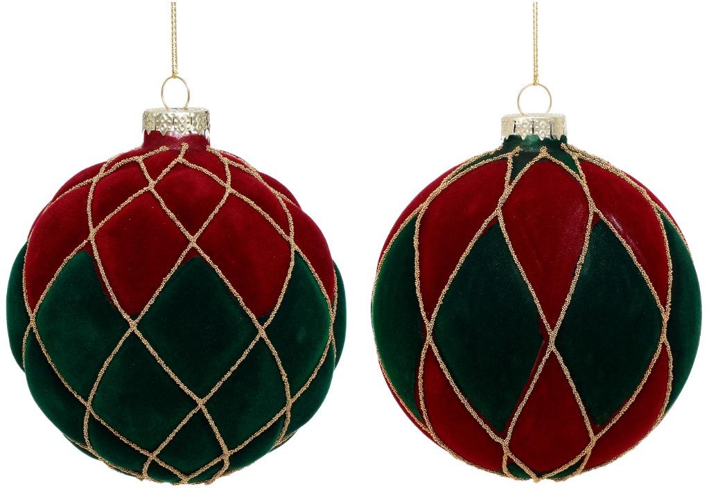 Regal Diamond Velvet Ornament, Box of 6 - 4 Inches