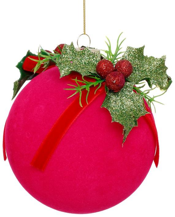 Festive Bow Holly Ornament, Box of 6 - 4.5 Inches