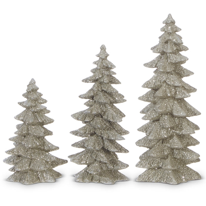 9.5" Silver Glittered Trees