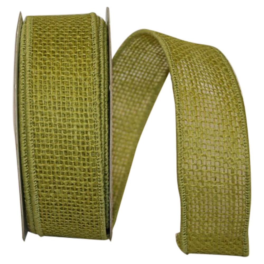 Chartreuse Burlap Wired Edge Ribbon 1-3/8 Inch for Bows