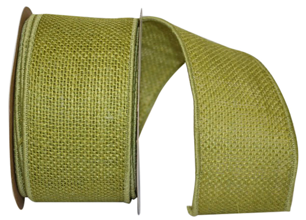 Chartreuse Burlap Wired Edge Ribbon 2-1/2 Inch for Wreaths