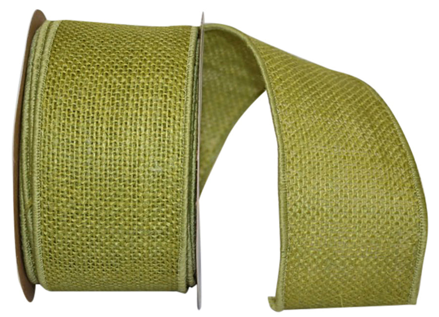 Chartreuse Burlap Wired Edge Ribbon 2-1/2 Inch for Wreaths