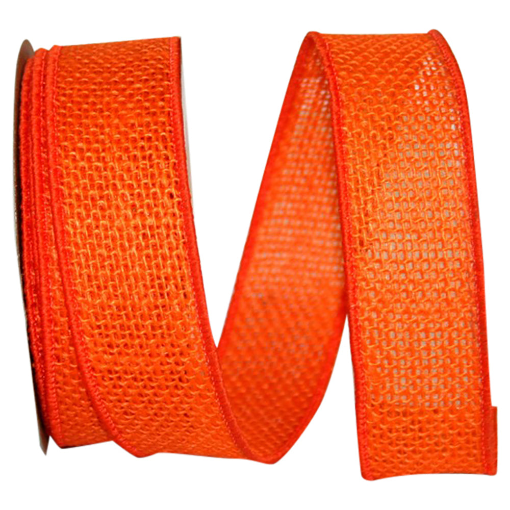 Burlap Wired Edge Ribbon Orange 1-3/8 Inch for Bows