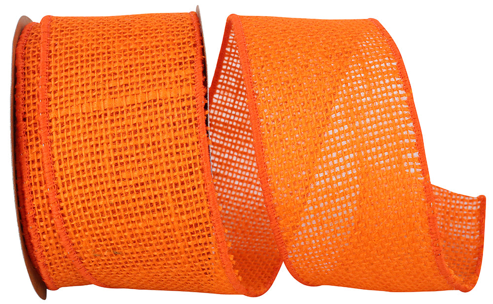Burlap Wired Edge Ribbon 2-1/2 Inch Orange 10 Yards