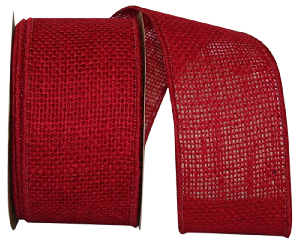 Red Burlap Wired Edge Ribbon 2-1/2 Inch for Wreaths