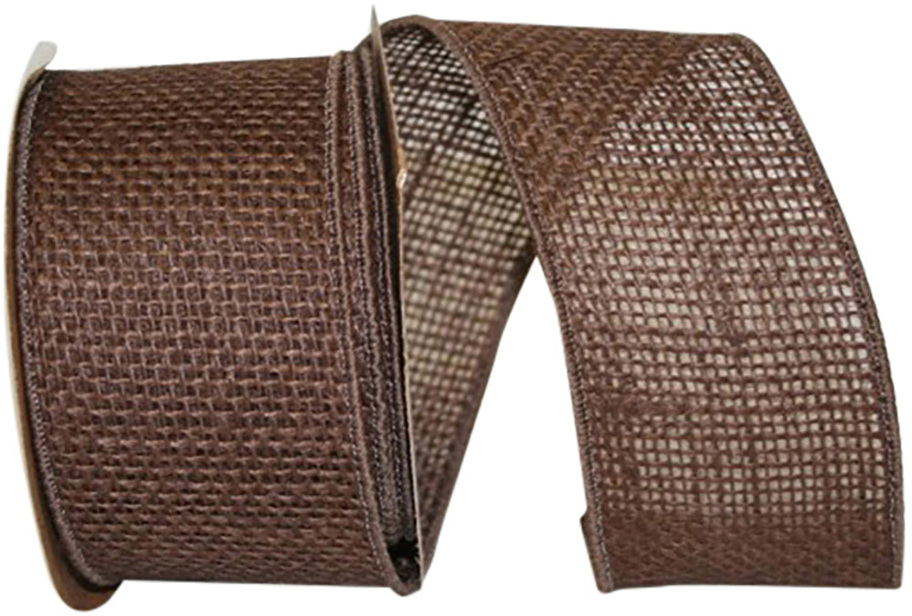 Brown Wired Edge Burlap Ribbon 2-1/2 Inch for Bows