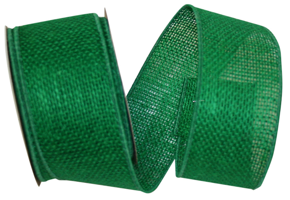 Emerald Burlap Wired Edge Ribbon 2-1/2 Inch for Wreaths