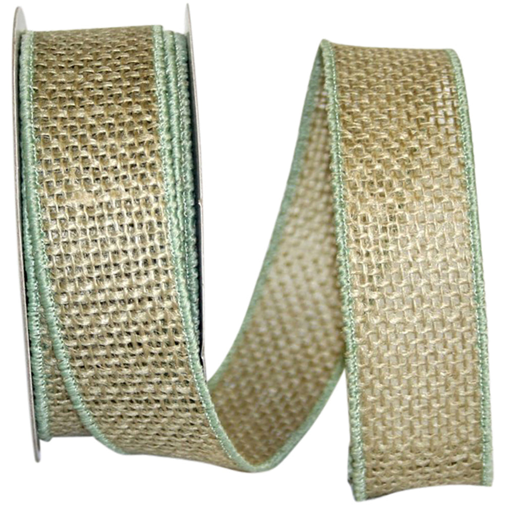 Sage Burlap Wired Edge Ribbon 1-3/8 Inch for Bows