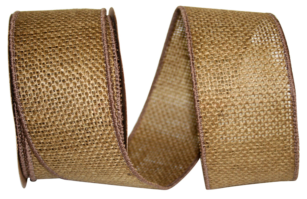 Wired Edge Burlap Ribbon 2-1/2 Inch Taupe 10 Yards