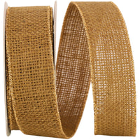 Taupe Burlap Wired Edge Ribbon 1-3/8 Inch for Bows