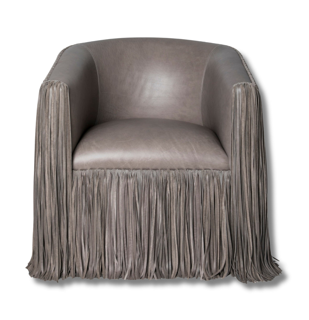 Marisol Shaggy Leather Swivel Chair