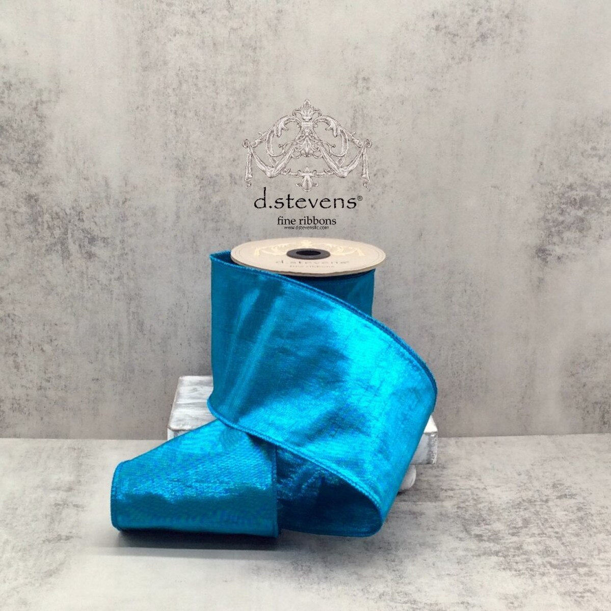 Turquoise Metallic Dupion Ribbon 4 Inch x 10 Yards
