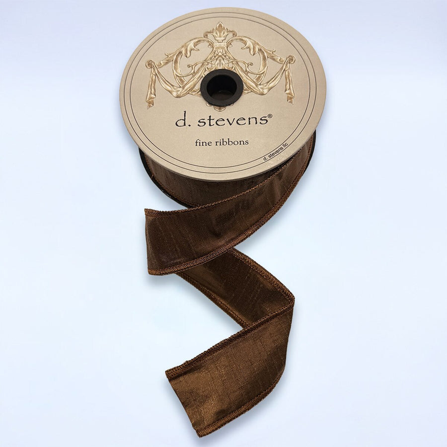Chocolate Metallic Dupion Ribbon 1.5 Inch x 10 Yards
